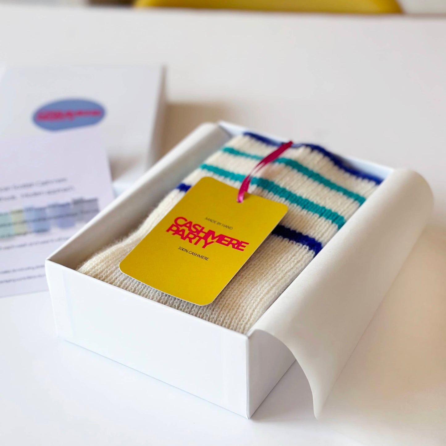 100% cashmere socks by Cashmere Party. Handmade socks in a gift box with a swing ticket.
