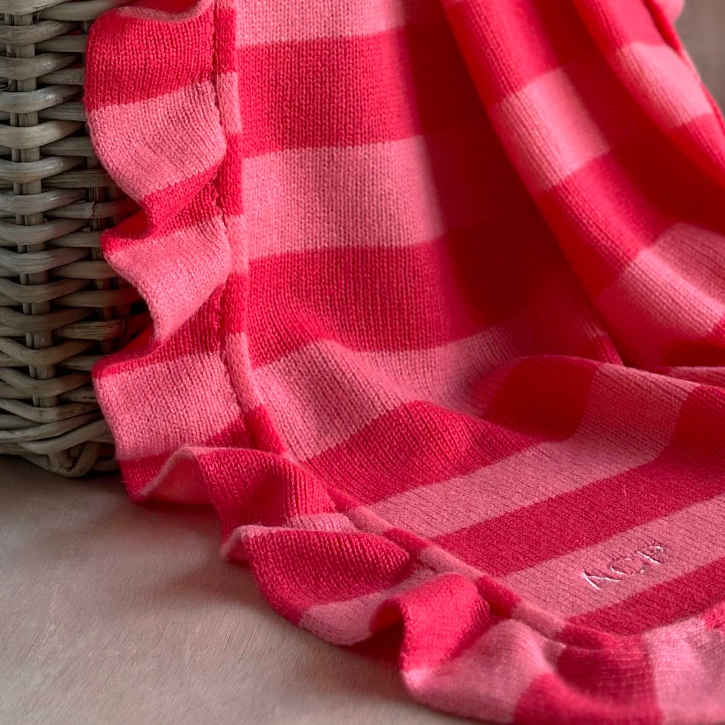 Cashmere Frill Bold Stripe Baby Blanket with Personalisation