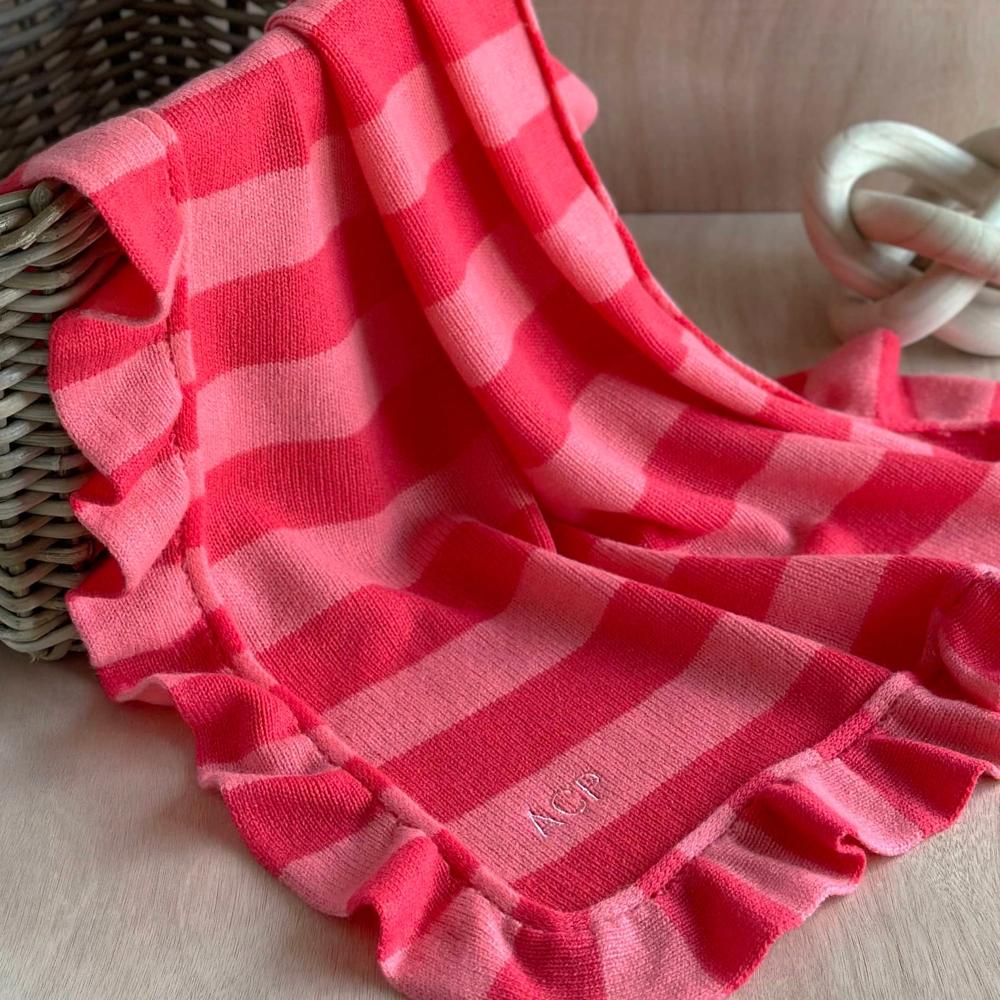 Cashmere Frill Bold Stripe Baby Blanket with Personalisation